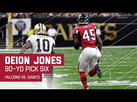 Deion Jones returns a Drew Brees interception 90 yards for a touchdown