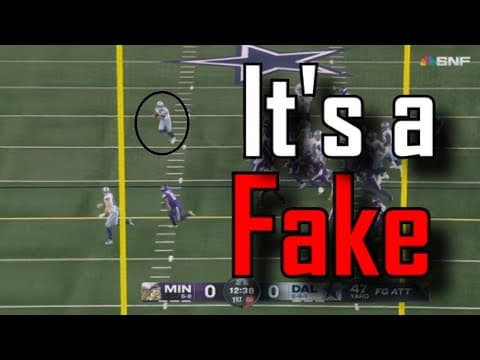 Brandon Aubrey runs for a first down on a fake field goal