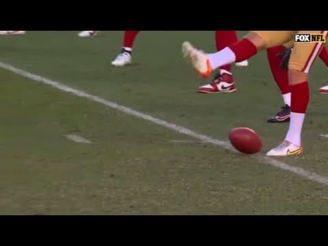 Mitch Wishnowsky's four-yard onside kick attempt